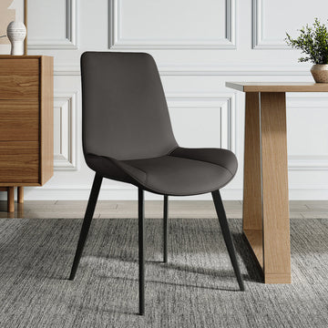 Modern Gray Upholstered Dining Chairs PU Leather Set of 2